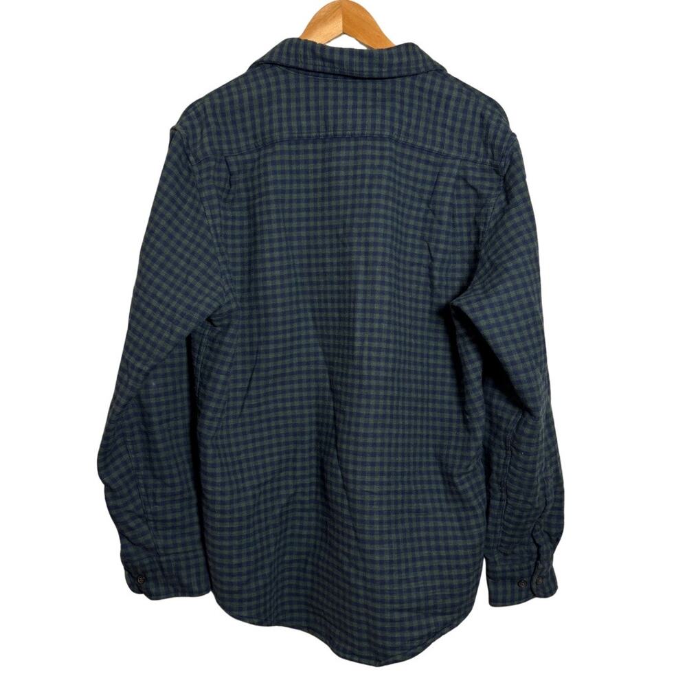 Lands’ End Fleece Lined Plaid Shirt Men’s M Green Blue Flannel Jacket - Picture 2 of 4